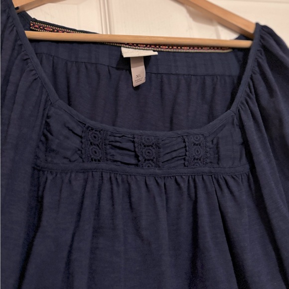 KNOX ROSE Women's Puff Short Sleeve Square Neck Top -Navy Size XL - Picture 5 of 6